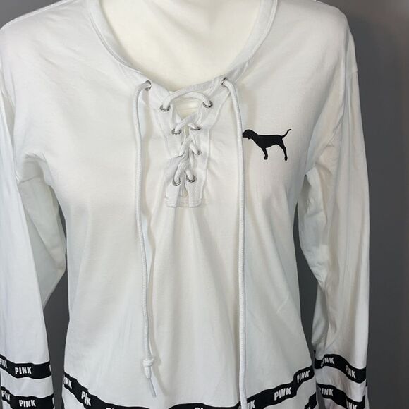 Pink Victoria’s Secret Lace Up Pullover. Size XS - Picture 6 of 11
